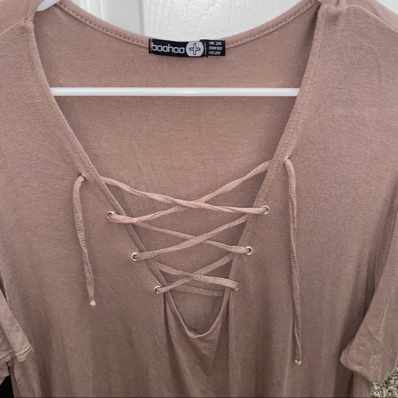 Boohoo+ Lace-up Blouse - Picture 2 of 3